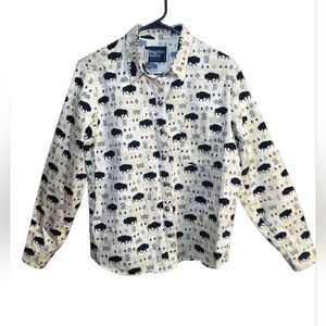 Vintage Brooks & Dunn Buffalo Print Aztec Long Sleeve Cotton Shirt